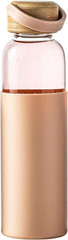 21Oz Glass Water Bottle with Silicone Sleeve & Bamboo Lid, BPA Free Reusable Wat