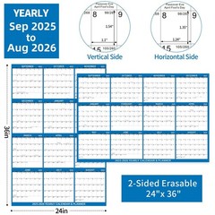 2025-2026 Wall Calendar 24″ x 36″ Dry Erase Calendar for Wall from September …