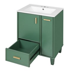 Bathroom Vanity with/Sink Solid Wood Frame Storage Cabinet w/Door Shelf, Drawer