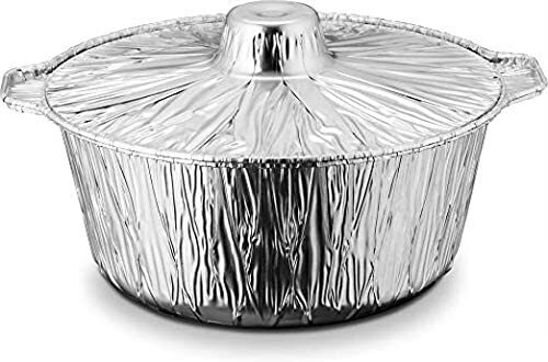 Jet Foil X-Large Disposable Aluminum Pots with Lids for Food Storage & Cooking