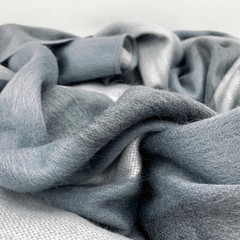 SOFT & WARM GRAY STRIPED ALPACA LLAMA WOOL BLANKET THROW QUEEN