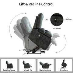 EBELLO Large Power Lift Recliner Chair with Massage, Heat, and USB for Elderly