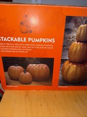 3 Piece Porch Stacked Pumpkin Sculpture Set Harvest Fall Decor Holiday 26.5″