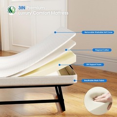 HMLAND Rollaway Bed Folding Bed with 6cm Foam Mattress for Adults & Guest