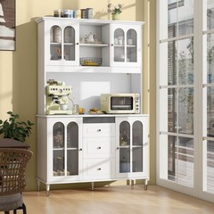 73” Tall Kitchen Pantry Storage Cabinet with LED Lights and Power Outlets