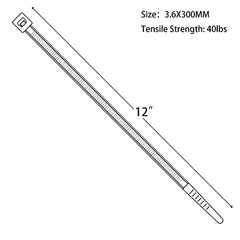 Heavy Duty Zip Ties 14.5″ 12″ 8″ UV Resistant Nylon Cable Ties Cord 120/50/30lbs