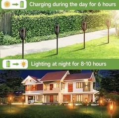 4Pack LED Solar Power Tiki Torch Flame Flickering Light Outdoor Garden Lawn Lamp