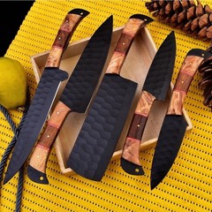 Hand Forged High Carbon Steel Chef Knives Set Kitchen Set Full Tang