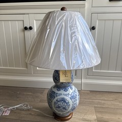 LARGE Ralph Lauren Blue & White Double Gourd Porcelain Table Lamp 26.5″H NWT NEW