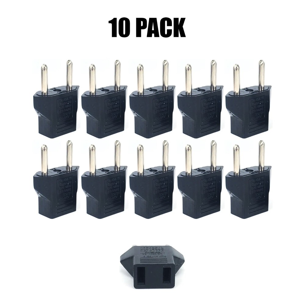 10-PACK 110V to 220V Plug Adapter US Canada MEX JPN Converter to EU Korea Asia