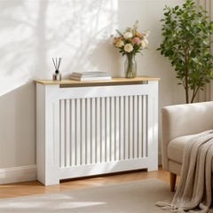 Modern Radiator Cover with Table Top, White Radiator Cabinet, Enclosure for Home