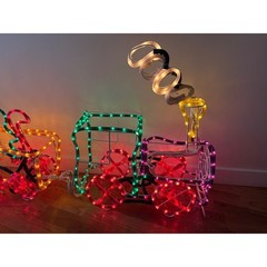 Vintage Sylvania Santas Train Rope Light Multicolor Chasing Christmas Decor Rare