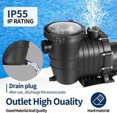2HP Self-priming Swimming Pool Pump In/Above Ground Motor Strainer Filter Basket