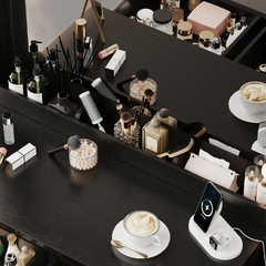 Large Vanity Desk with LED Lighted Mirror & Power Outlet, Makeup Vanity Table