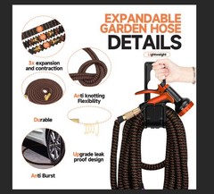 50FT Expanding Expandable Flexible Garden Water Hose w 10 Funtion Spray Nozzle
