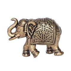 Handcrafted Brass Elephant Décor Showpiece Standard Antique Finish Home 4.57 Cm