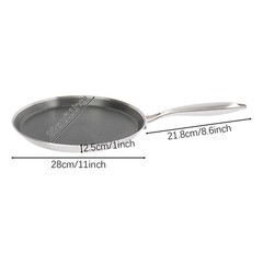 11in Stainless Steel Crepe Pan Pancake Pan Non Stick Cooking Pan For Kitchen