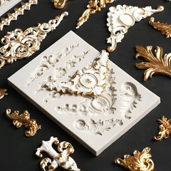 3 Packs Baroque Silicone Molds Scroll Silicone Baroque Mold Clay Molds Fondant