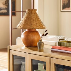 Wood Base with Rattan Shade Accent Table Lamp – Hearth & Hand