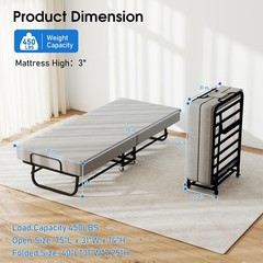 HMLAND Rollaway Bed Folding Bed with 6cm Foam Mattress for Adults & Guest