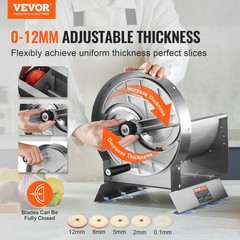 VEVOR Manual Vegetable Fruit Slicer 0-0.5 in Thickness Adjustable Food Cutter