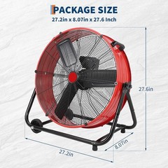 24 in Industrial Floor Fan with Adjustable 3 Speed 4800-8800 CFM Cooling