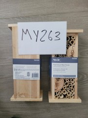 LOT OF 2 Style Selections Post Mount Bee House Wood Bamboo Heart Hotel