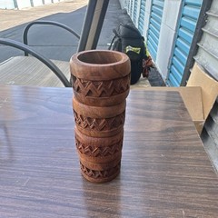 Set of 4 Carved Wood Napkin Rings Brown Tribal Theme Party Hand Wash Only