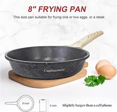 8 Inch Gray Granite Non Stick Frying Pan Induction Compatible