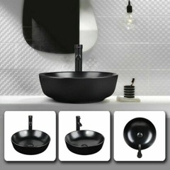 Bathroom Vessel Sink Faucet Combo Bathroom Sink Bowl With Pop-up Drain Black
