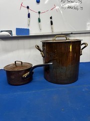 Williams Sonoma Mauviel Copper Stock Pot 12Qt & 2qt Sauce Pan Both With Lids!!