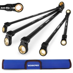WORKPRO 5PCS Extra Long Ratcheting Wrench Set 8-19mm Combination Metric 72-Teeth