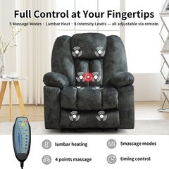 EBELLO Large Power Lift Recliner Chair with Massage, Heat, and USB for Elderly