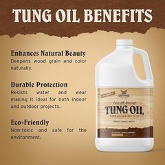Tung Oil | Biodegradable | All Natural | Premium Wood Finishing Oil | 1 Gallon |