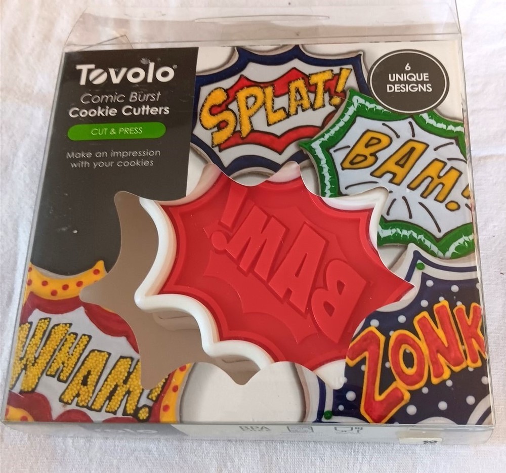 Tovolo Cookie Cutters 6 Comic Burst Splat Bam Zonk Wham Pow Boom New