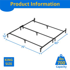 Mainstays Ardent King Bed Frame 7in Metal No Tools Easy Assembly