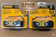 2 Pack DEWALT DCB205 20V Max XR 5.0Ah Lithium-Ion Battery New In Pack USA SELLER
