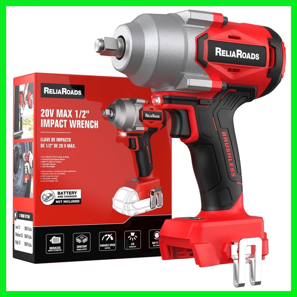 900 Ft-lbs Cordless Impact Wrench, 1/2 Inch Impact Gun Compatible MilWauke 18…