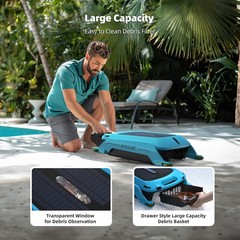 Solar Robotic Pool Cleaner Cordless Robot Skimmer Cleaner for Above Ground Pools