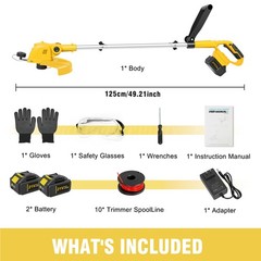 Cordless Weed Eater Electric Brush Cutter Lawn Edger Grass String Trimmer 4.0Ah
