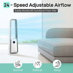 40″ Bladeless Tower Fan HEPA Air Purifier LED display w/Remote Timer Oscillating