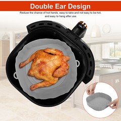 2Pcs Air Fryer Silicone Pot Baskets Liners Non-Stick Safe Oven Baking Tray Mats