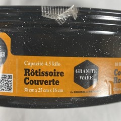Roasting Pan Granite Ware 15-Inch Covered Oval Roaster – Speckled Black