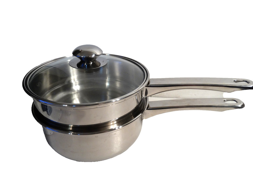 6 Cup Double Boiler Pot Set 1.5 Quart Stainless steel Saucepan Vented Lid