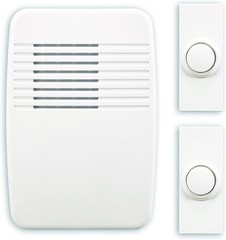 Heath/Zenith Wireless Plug-In Door Chime Kit with 2 Push Buttons – Classic White