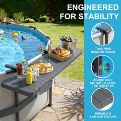 Poolside Bar Table for above Ground Pool, 49.4X9.6 Outdoor Hanging Swim-Up Table