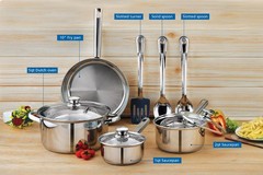 10-Piece Stainless Steel Cookware Set Pots and Pans Kitchen Cooking Set
