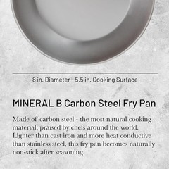 8″ French Carbon Steel Fry Pan – Perfect for Searing & Reheating, Hand Wash Only