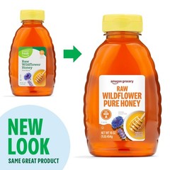 Amazon Grocery, Raw Wildflower Pure Honey, 16 Oz 16 Ounce (Pack of 1)