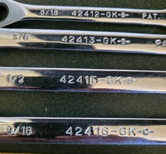 Craftsman GK Ratcheting Reversible Offset Combo Wrench Incomplete Set 4pc USA
